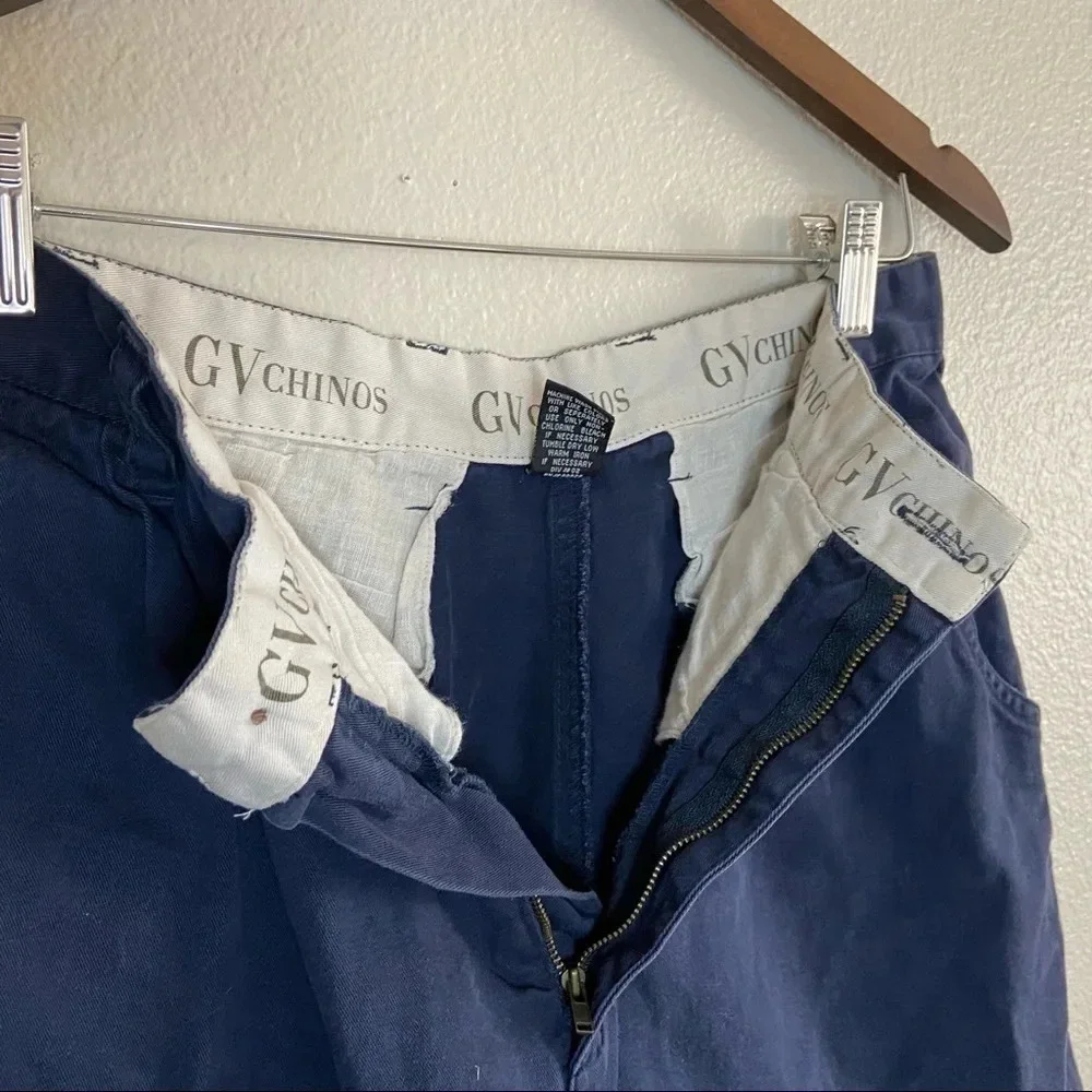 Chinos Navy Pleated High Rise Cotton Shorts Size 12 GV Coastal Grandma 90’s VTG